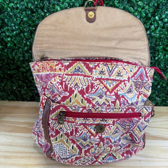 Sakroots Artist Circle Convertible Backpack Red Peace Love Bag Tote Travel - Picture 11 of 12